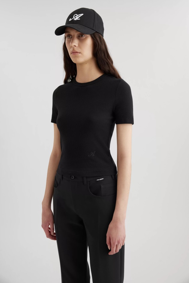 Axel Arigato Camiseta Preta Com Assinatura Slim Rib