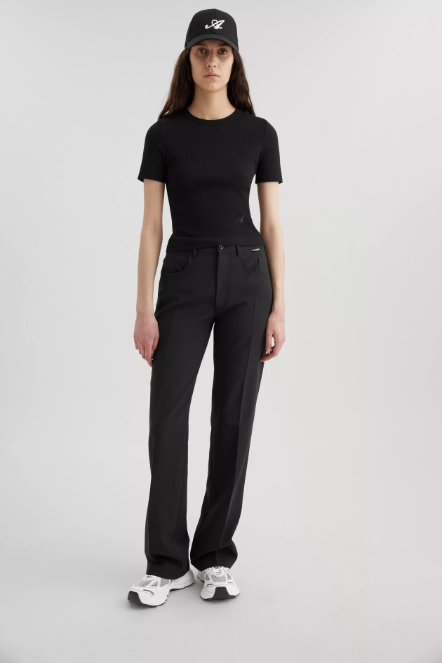Axel Arigato Camiseta Preta Com Assinatura Slim Rib