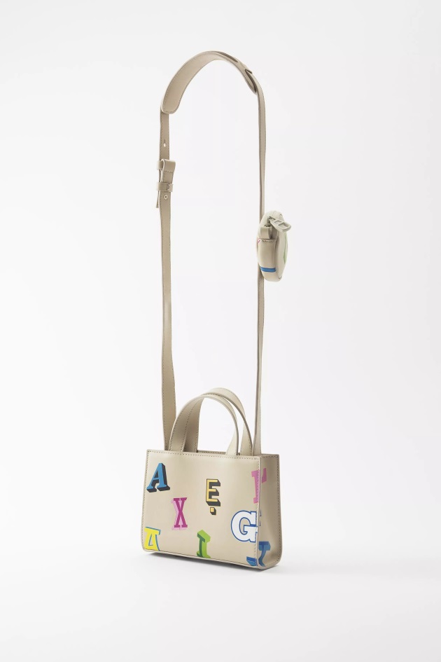 Bolsa Axel Arigato Trait Monogram Couro Bege Claro