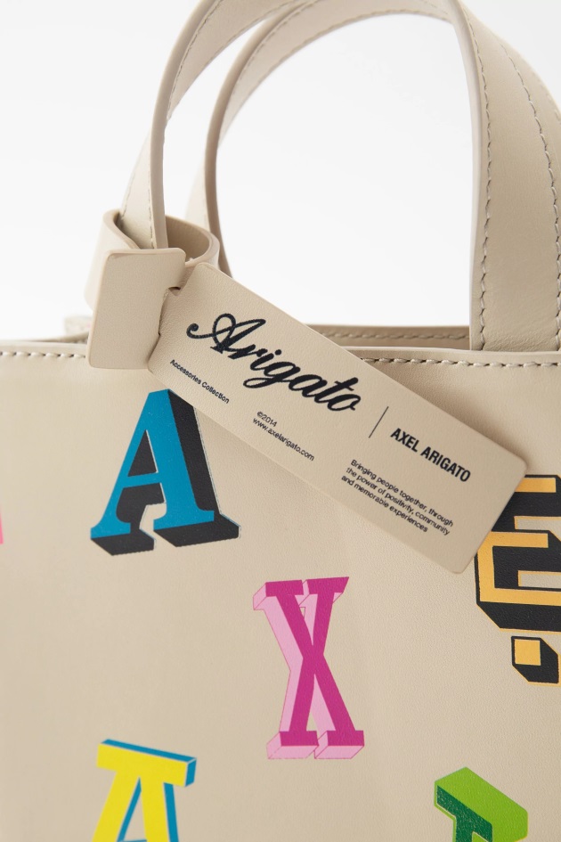 Bolsa Axel Arigato Trait Monogram Couro Bege Claro