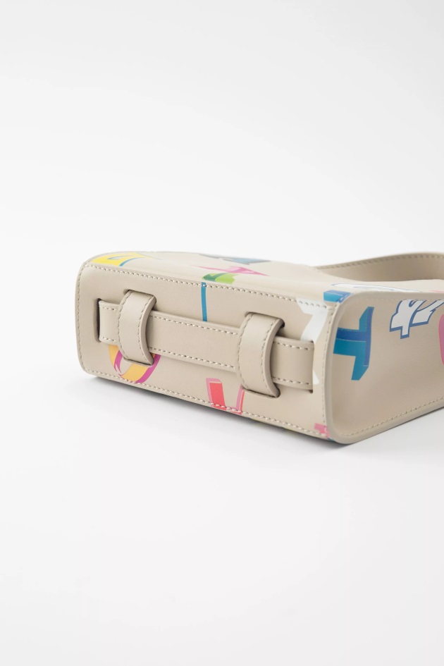 Bolsa Axel Arigato Trait Monogram Couro Bege Claro
