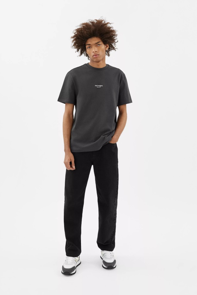 Camiseta Com Logotipo De Foco Axel Arigato Preto Desbotado