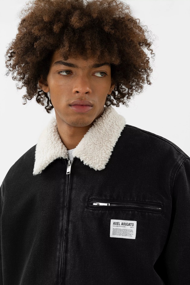 Axel Arigato Jaqueta Jeans Acolchoada Preta Lavada Com Pedra