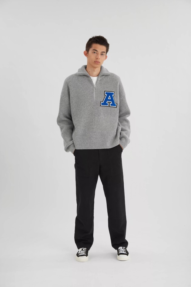 Axel Arigato Team Halfzip Suéter Cinza Melange