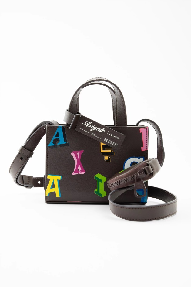 Bolsa De Couro Trait Monogram Marrom Escuro Axel Arigato