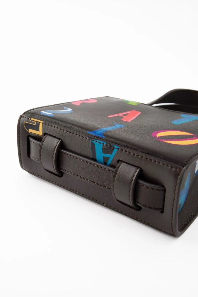 Bolsa De Couro Trait Monogram Marrom Escuro Axel Arigato